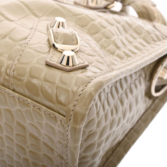 BALENCIAGA City Khaki Green Bag Crocodile - Picture 7 of 9